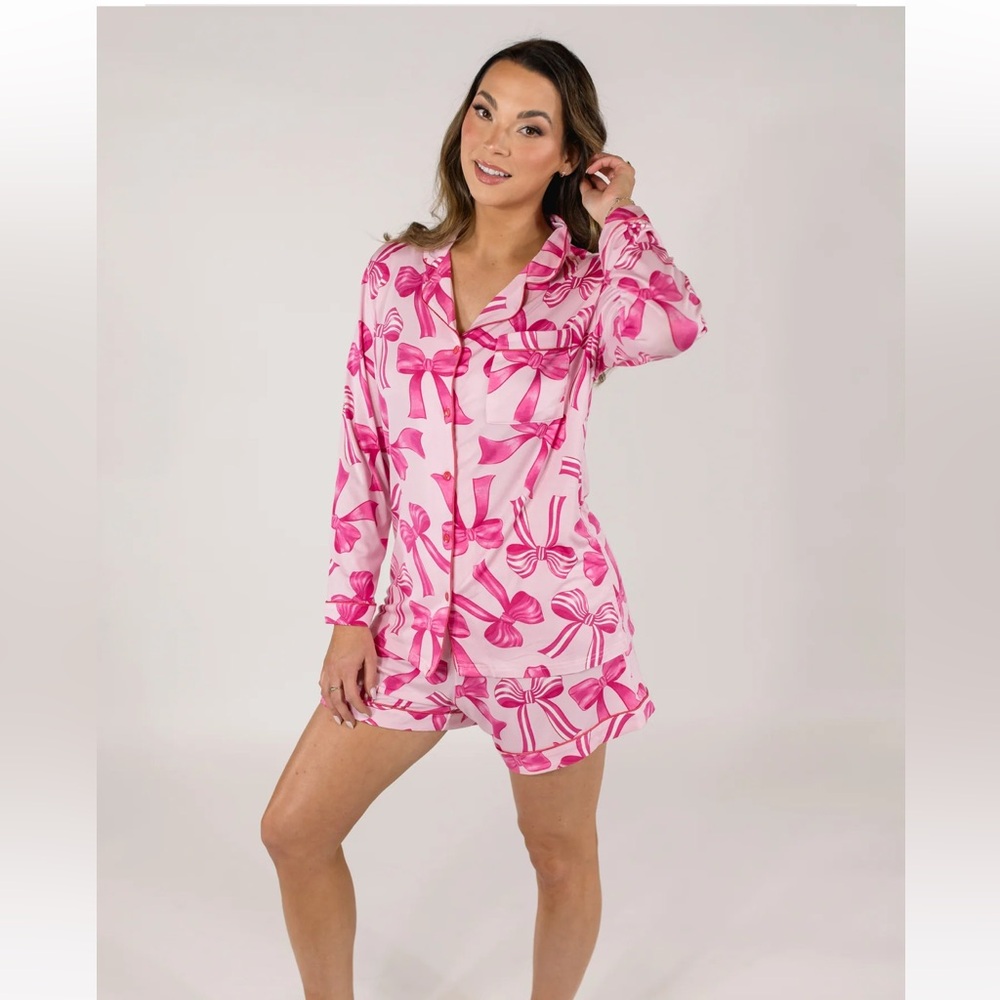 In My Sundays Pink Bow Pajama Set